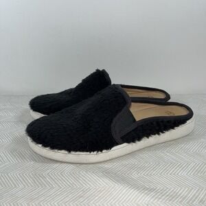 UGG Womens Luci Furry Slip On Fuzzy Mules Black Shoes Sz 8 Casual Warm Fall Chic